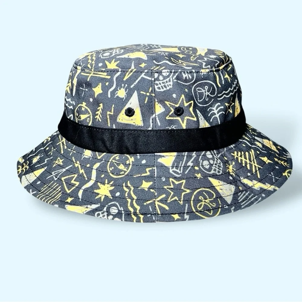 DaKine Big Kids Beach Bum Graphics Yellow Grey Black Bucket Hat Sz OS